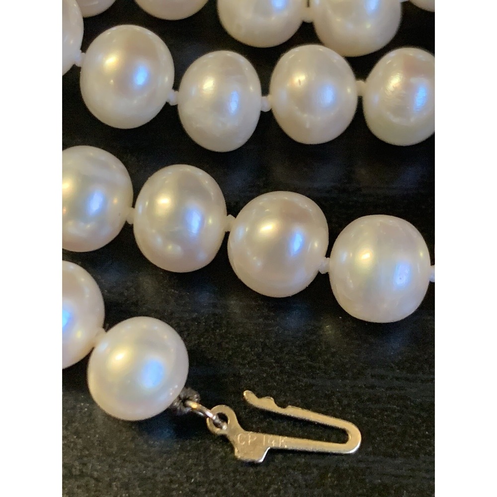 Vintage 14K Yellow Gold Salt Water Pearl Necklace 18.5" L - Picture 3 of 6
